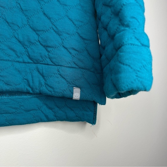 T By TALBOTS Quilted Bright Blue Sweater Side Neck Zip Up Cozy Layering Sweater - Picture 6 of 8